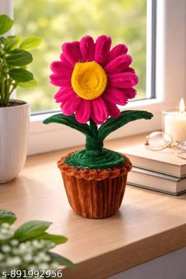 Cute Handmade Chenille Flower Pot